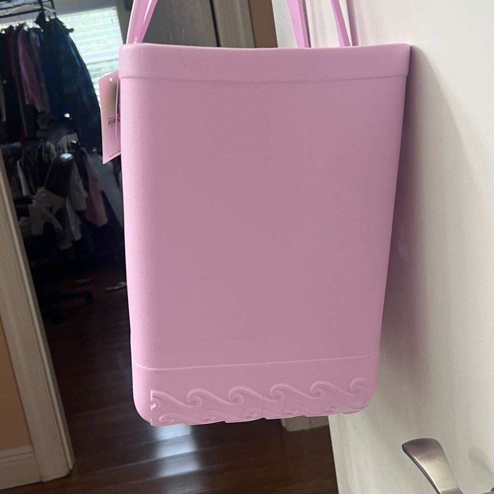 SIMPLY SOUTHERN SOLID ALLIUM PINK BEACH WATERPROOF WASHABLE LARGE TOTE BAG, NWT - Picture 5 of 13